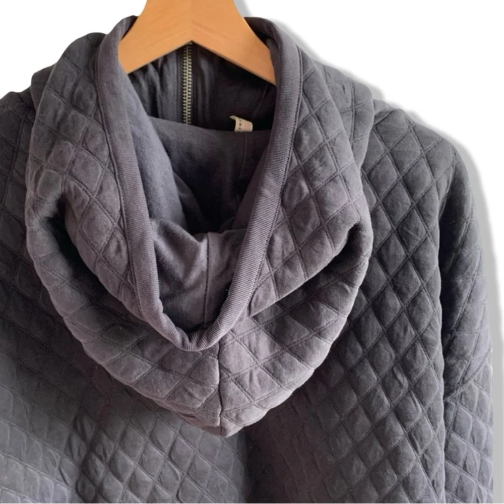 Free People Movement Oversized Quilted Hoodie Jacket Full Zip Dark Gray | Size M - Picture 13 of 16